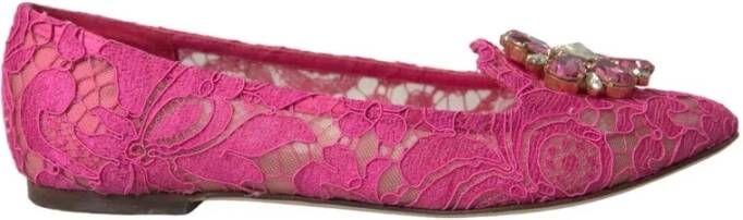 Dolce & Gabbana Kristal Ballet Flats Roze Logo Pink Dames