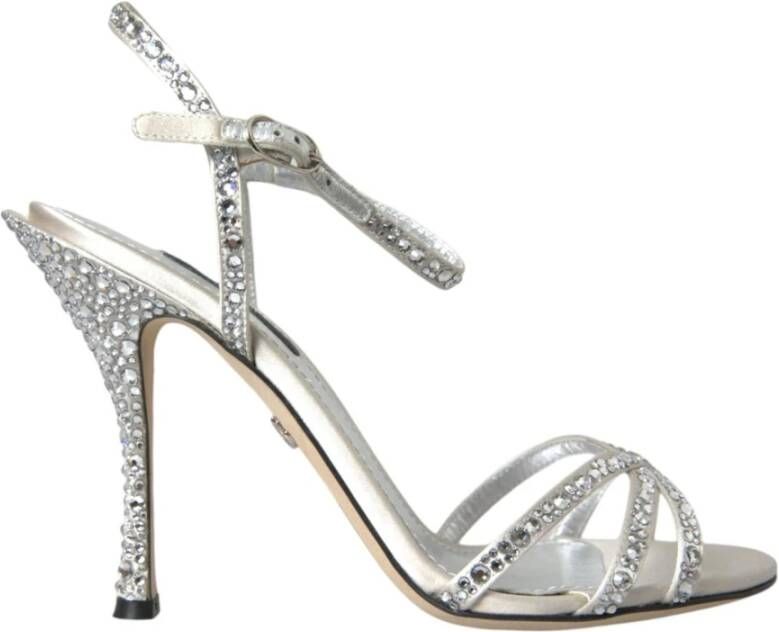 Dolce & Gabbana Kristal Hak Sandalen Zilver Versierd Gray Dames