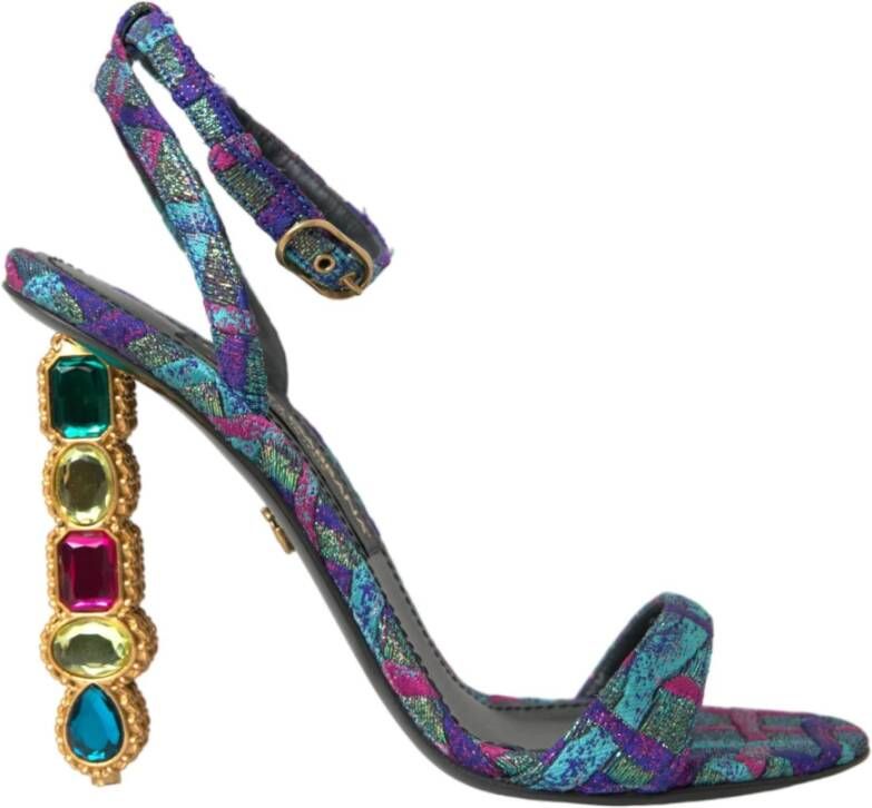 Dolce & Gabbana Kristal Jacquard Hak Sandalen Multicolor Dames