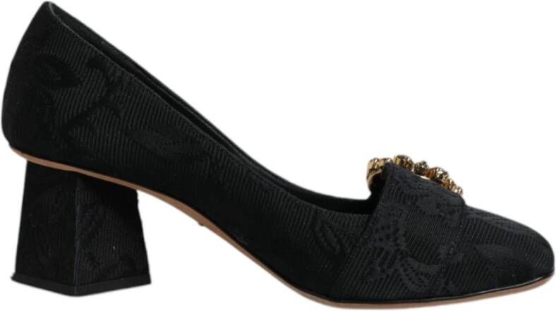 Dolce & Gabbana Kristal Jacquard Hakken Zwart Hoge Kwaliteit Black Dames