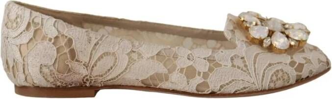 Dolce & Gabbana Kristal Kant Ballet Flats Schoenen Beige Dames