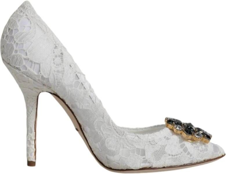 Dolce & Gabbana Kristal Kant Hak Pumps Wit White Dames