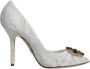 Dolce & Gabbana Kristal Kant Hak Pumps Wit White Dames - Thumbnail 1