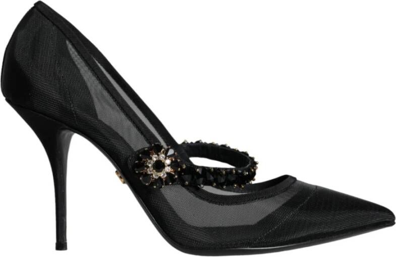 Dolce & Gabbana Kristal Mesh Mary Jane Pumps Black Dames