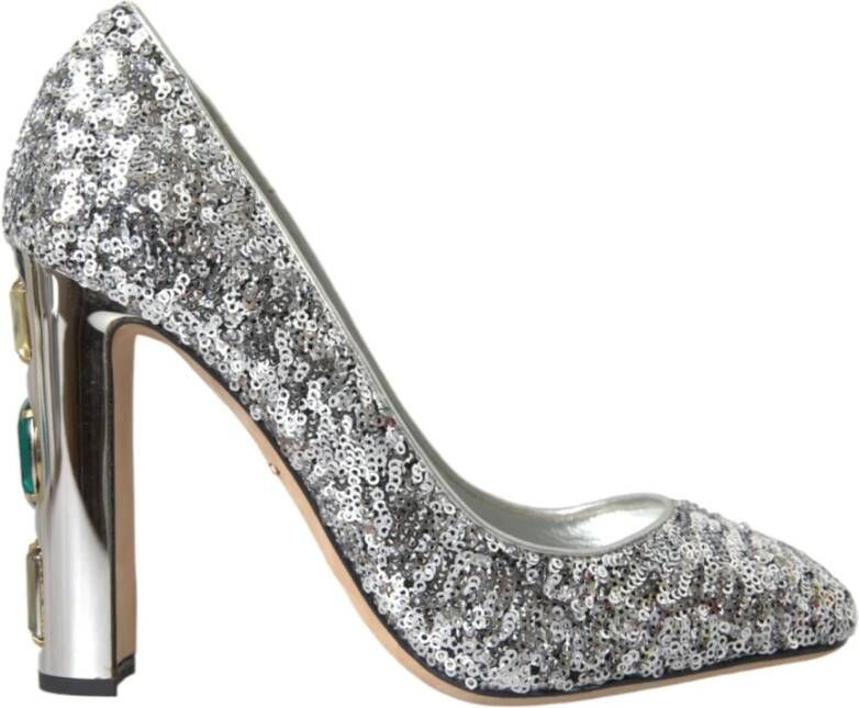 Dolce & Gabbana Kristal Paillet Hoge Hakken Pumps Gray Dames