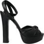 Dolce & Gabbana Kristal Platform Zwarte Leren Sandalen Black Dames - Thumbnail 1