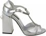 Dolce & Gabbana Kristal T-Strap Leren Sandalen Gray Dames - Thumbnail 1