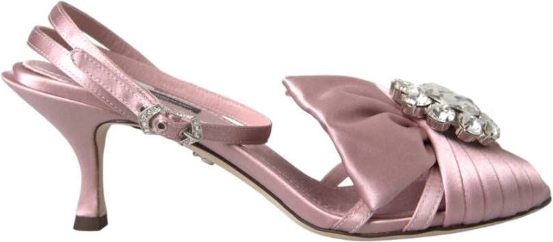 Dolce & Gabbana Kristalhakken Sandalen Roze Zijde Pink Dames