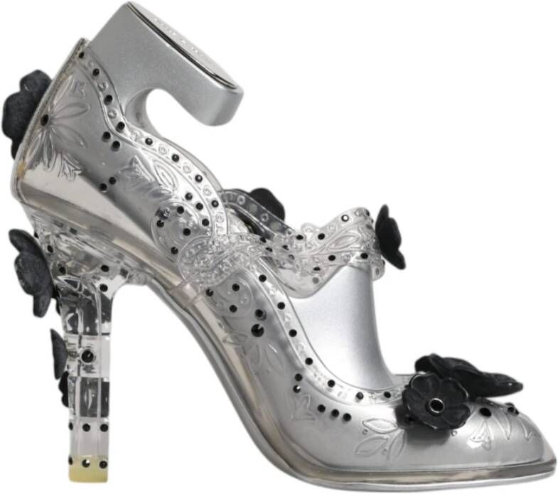 Dolce & Gabbana Kristallen Assepoester Hakken met Leren Zool Gray Dames