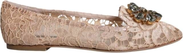 Dolce & Gabbana Kristallen Ballet Flats Beige Italië Beige Dames