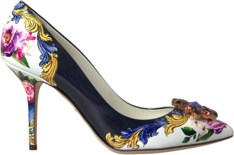 Dolce & Gabbana Kristallen Bloemen Leren Hakken Pumps Multicolor Dames