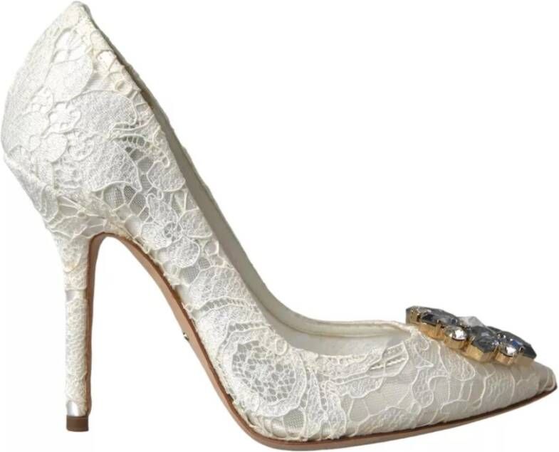 Dolce & Gabbana Kristallen kanten pumps met versieringen White Dames