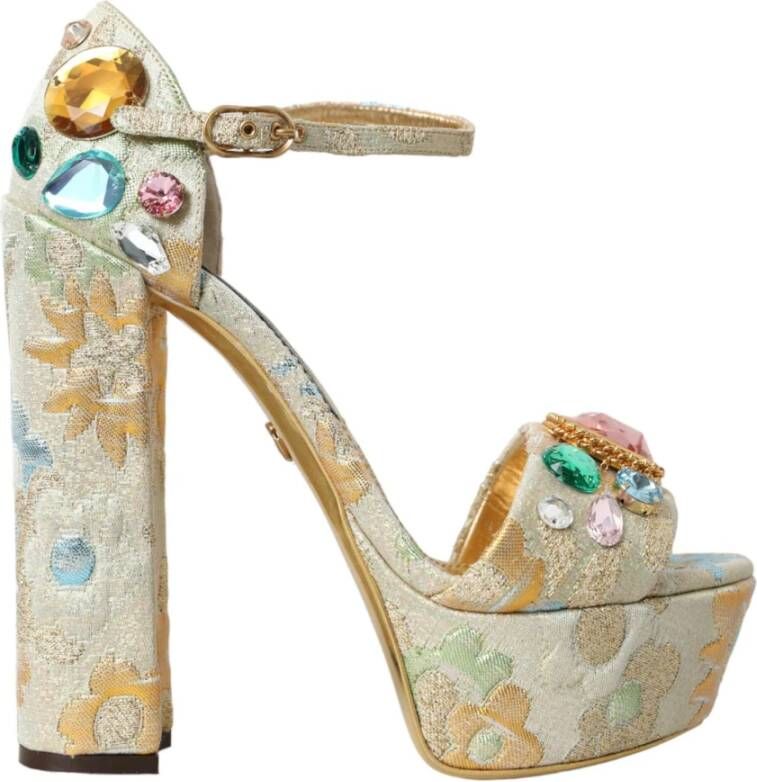 Dolce & Gabbana Kristalversierde Bloemsandalen Multicolor Dames