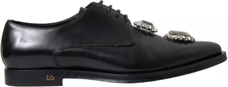 Dolce & Gabbana Kristalversierde Formele Leren Schoenen Black Dames