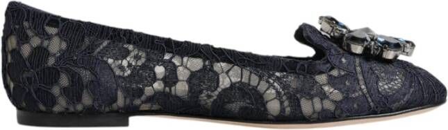 Dolce & Gabbana Kristalversierde Kant Flats Blue Dames