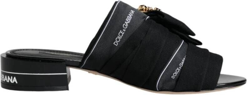 Dolce & Gabbana Kristalversierde Leren Slides Black Dames