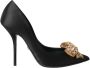 Dolce & Gabbana Zwarte Satijnen Strikpumps met Kristallen Black Dames - Thumbnail 6