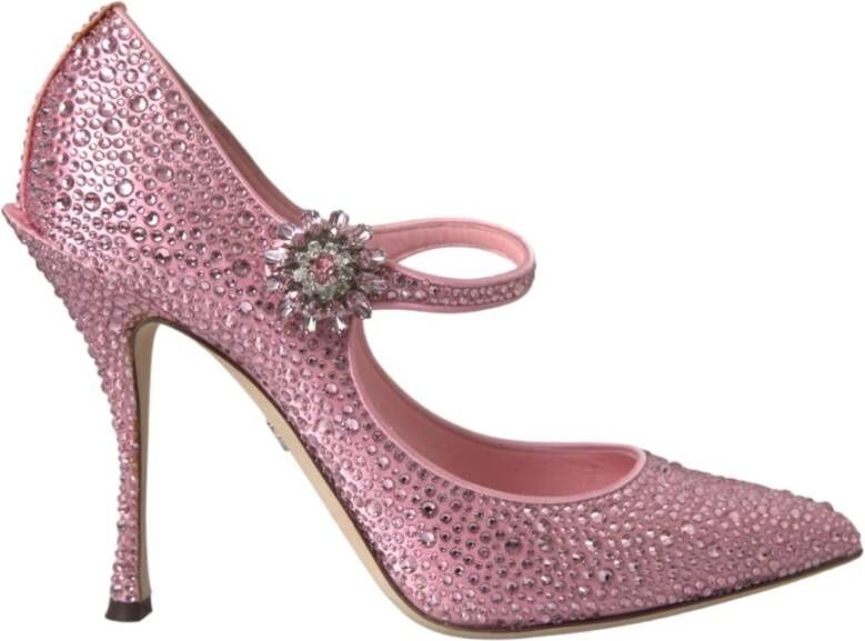 Dolce & Gabbana Kristalversierde Satijnen Pumps Pink Dames