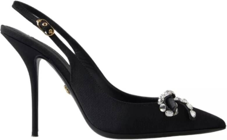 Dolce & Gabbana Kristalversierde Slingback Hakken Black Dames