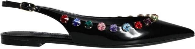 Dolce & Gabbana Kristalversierde Slingback Platte Schoenen Black Dames