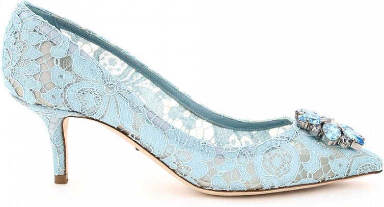 Dolce & Gabbana Lace Rainbow Pumps with Brooch Detailing Blauw Dames