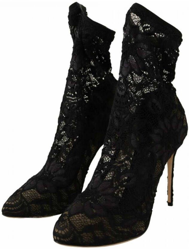 Dolce & Gabbana Lace Taormina Heel Boots Zwart Dames