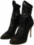 Dolce & Gabbana Black Stretch Socks Taormina Lace Boots Shoes Zwart Dames - Thumbnail 9