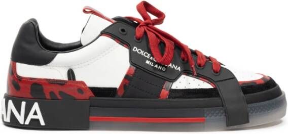 Dolce & Gabbana Lage Portofino Leren Sneakers Multicolor Heren