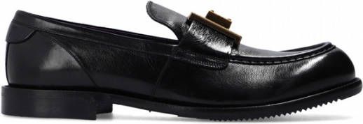 Dolce & Gabbana Zwarte leren mocassins met messing logo Black Dames