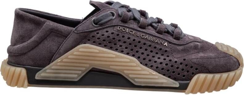 Dolce & Gabbana Lei Grijze Suède Sneakers Ronde Neus Gray Heren