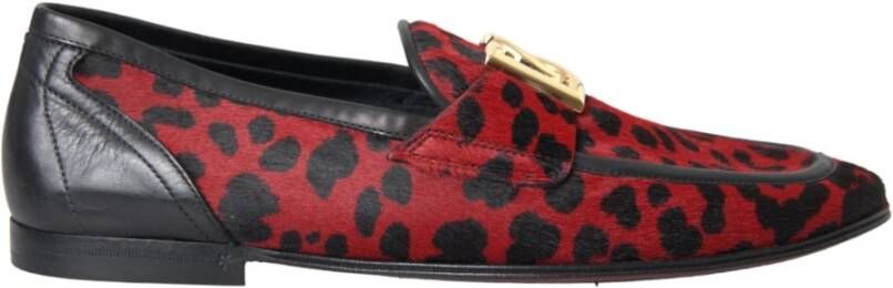 Dolce & Gabbana Leopard Loafers Rood Zwart Formele Heren Schoenen Red Heren