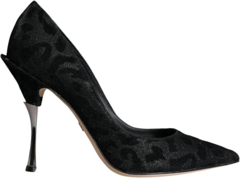 Dolce & Gabbana Leopard Lurex High Heel Pumps Black Dames