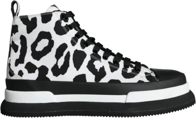 Dolce & Gabbana Leopard Print High Top Sneakers Black Heren