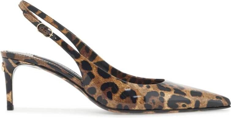 Dolce & Gabbana Leopard Print Slingback Pumps Brown Dames