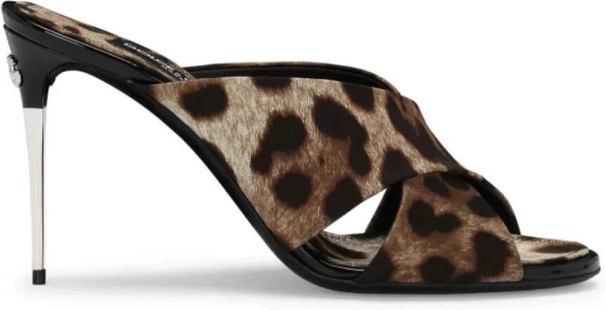 Dolce & Gabbana Leopard Print Stiletto Mules Multicolor Dames