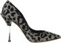 Dolce & Gabbana Leopard Print Velvet Décolleté Schoenen Gray Dames - Thumbnail 1