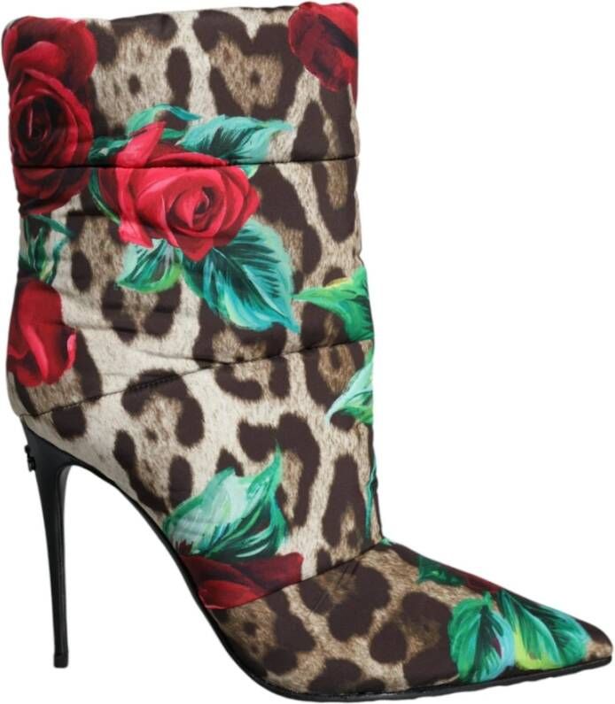 Dolce & Gabbana Leopard Rose Mid Calf Laarzen Multicolor Dames