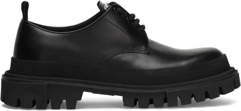 Dolce & Gabbana Leren Derbies met Vetersluiting Black Heren