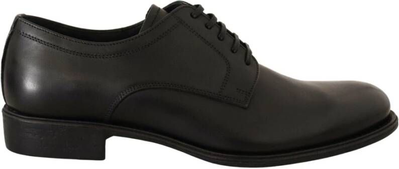 Dolce & Gabbana Leren Derbies Vetersluiting Ronde Neus Black Heren