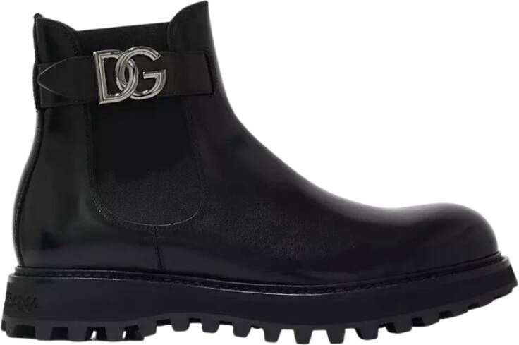 Dolce & Gabbana Brushed calfskin ankle boots with extra light sole Zwart Heren