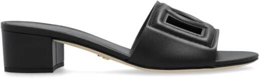 Dolce & Gabbana Leren hoge hakken slides Black Dames