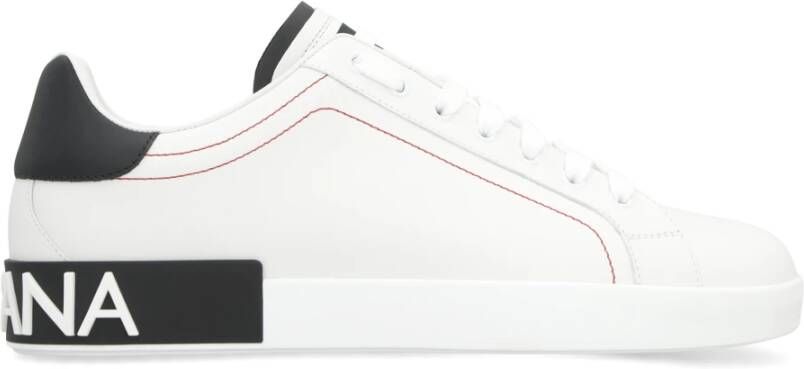 Dolce & Gabbana Leren lage sneakers met contrasterende inzetstukken White Heren