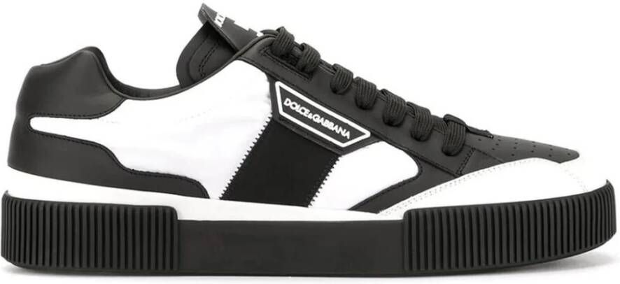 Dolce & Gabbana Leren Lage Sneakers Zwart Wit Black Dames