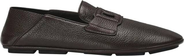 Dolce & Gabbana Leren Logo Loafers Brown Heren