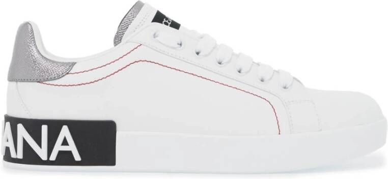 Dolce & Gabbana Leren Portofino Sneakers met Metalen Details White Dames