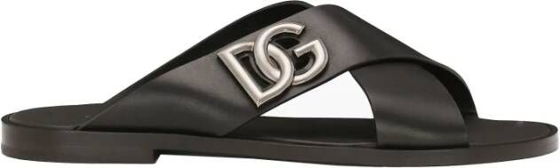 Dolce & Gabbana Leren Sandalen Black Heren