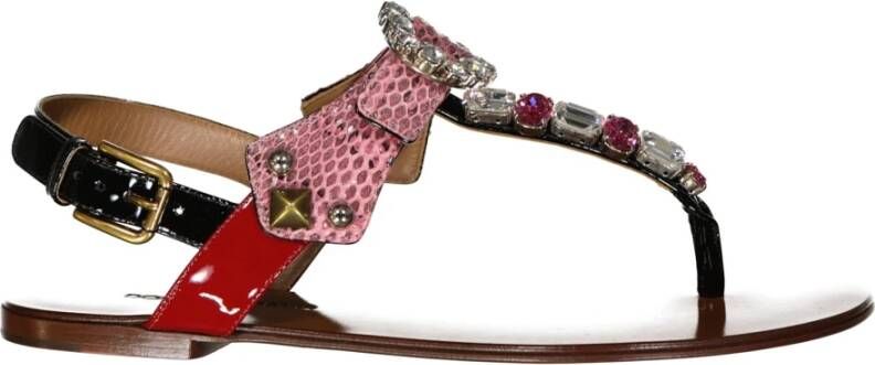 Dolce & Gabbana Leren Sandalen Kristalversiering Vrouwen Multicolor Dames