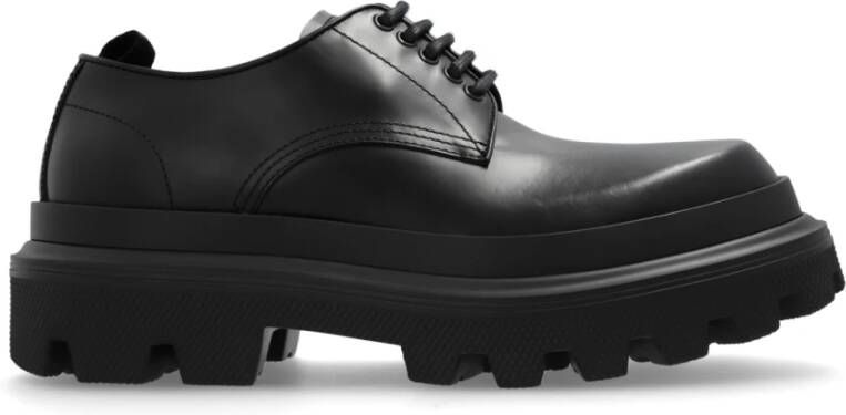 Dolce & Gabbana Zwarte platte schoenen voor heren Mocassino Derby stijl Black Heren