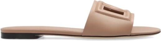 Dolce & Gabbana Leren Slides Beige Dames