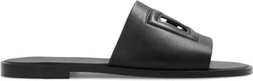 Dolce & Gabbana Gestikte leren slides met uitgesneden details Black Heren